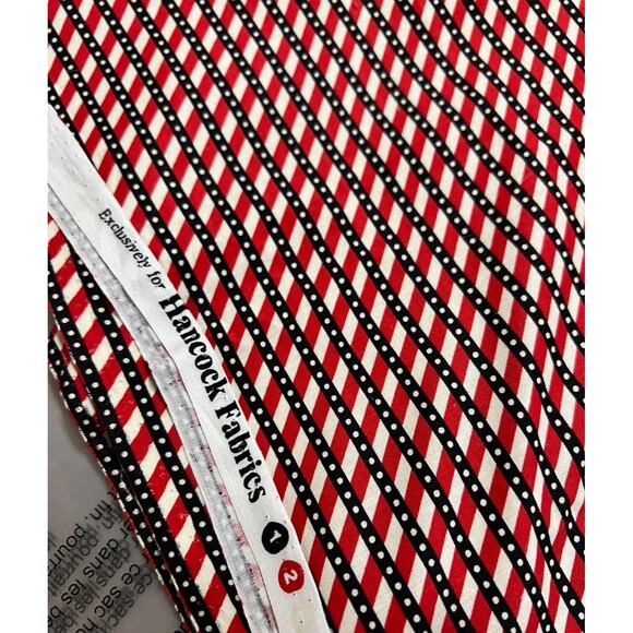 Patriotic/Nautical Fabric - 42" X 1 Yard - Black/Red/Cream Stripes & Dots - Picture 4 of 6